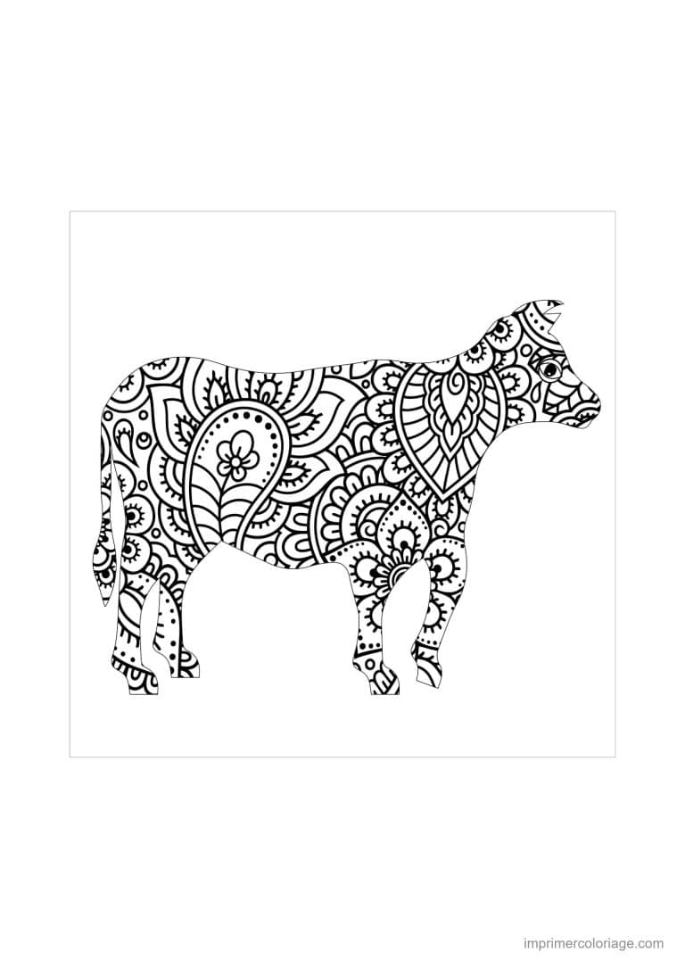 coloriage vache mandala 01 - dessin gratuit &agrave; imprimer