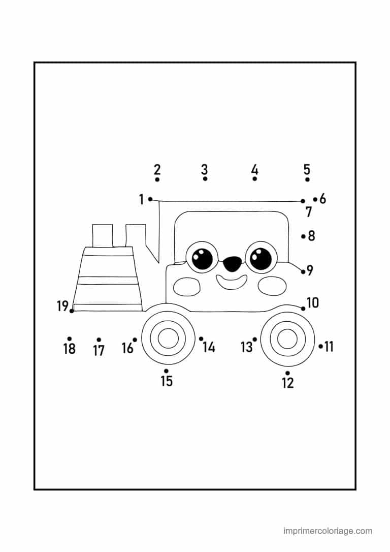point a relier 1 a 21 train souriant à imprimer point a relier 1 a 21 train souriant - dessin gratuit à imprimer