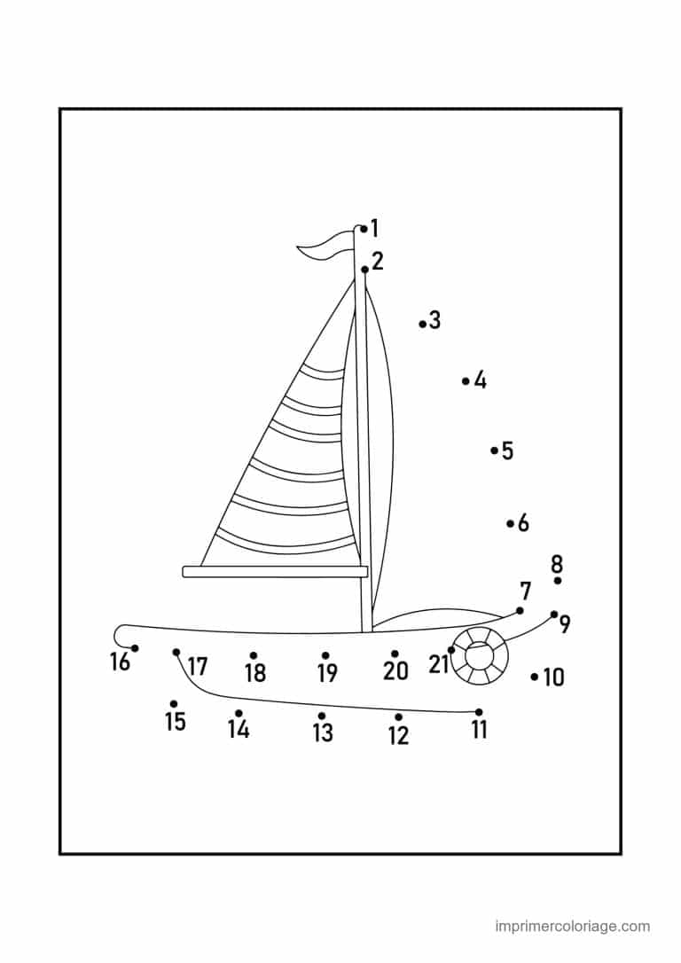 point a relier 1 a 21 voilier à imprimer point a relier 1 a 21 voilier - dessin gratuit à imprimer