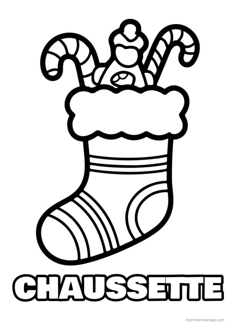 coloriage chausette noel chaussette pleine sucres orge - dessin gratuit &agrave; imprimer