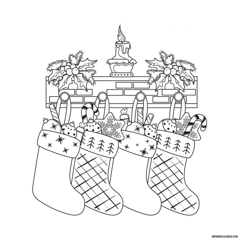 coloriage chaussettes noel imprimer - dessin gratuit &agrave; imprimer