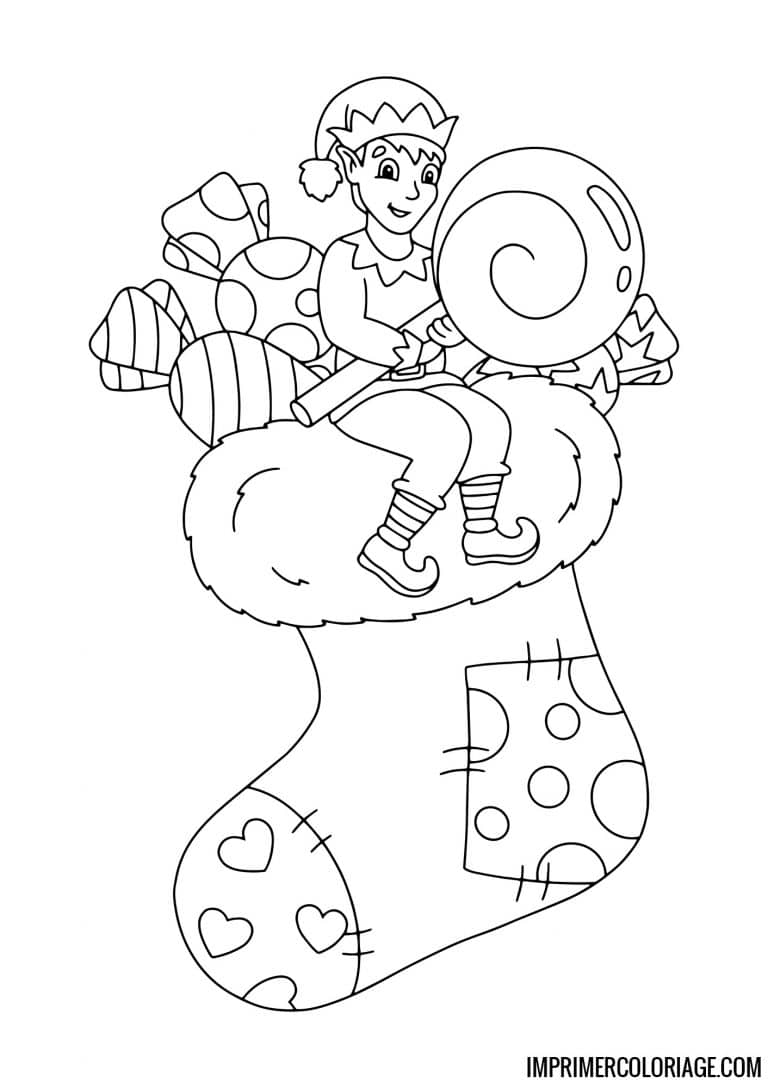coloriage chaussette noel 18 - dessin gratuit &agrave; imprimer