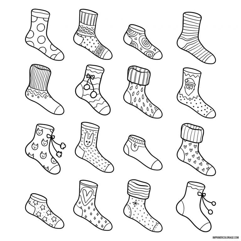 dessin coloriage chaussette de noel - dessin gratuit &agrave; imprimer