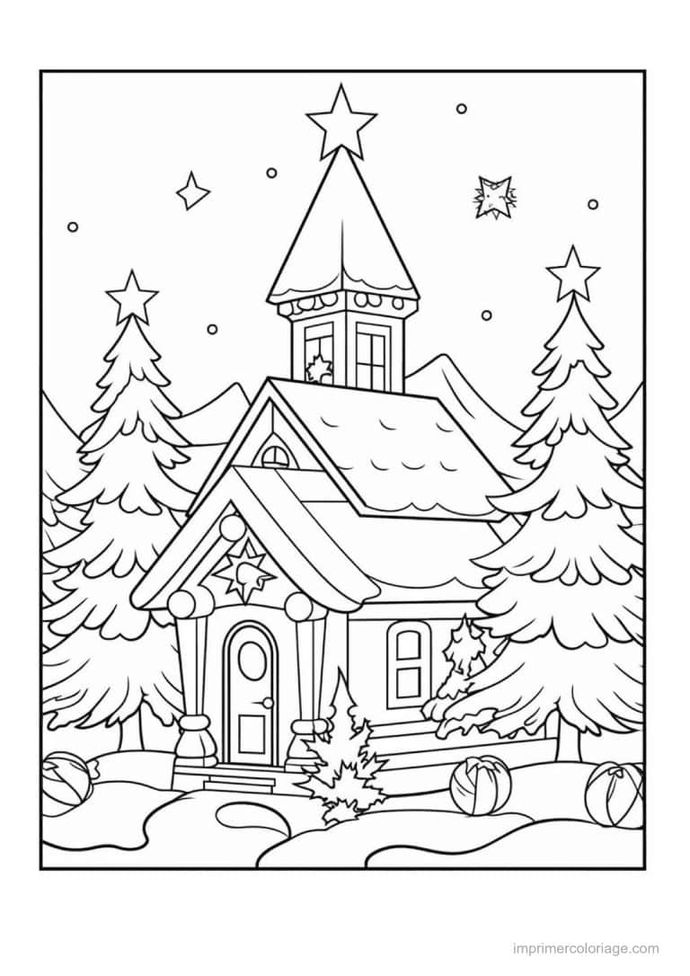 coloriage maison de noel 01 - dessin gratuit &agrave; imprimer
