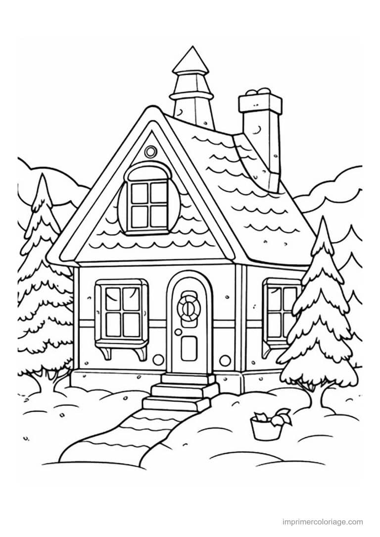 coloriage maison de noel 07 - dessin gratuit &agrave; imprimer