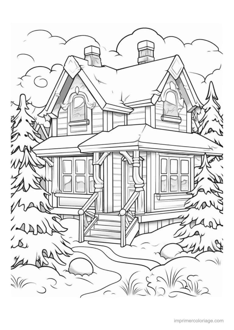 coloriage maison de noel 10 - dessin gratuit &agrave; imprimer