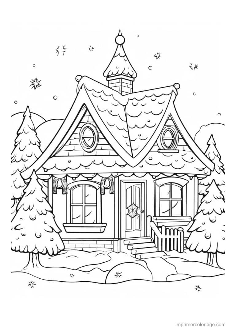 coloriage maison de noel 13 - dessin gratuit &agrave; imprimer
