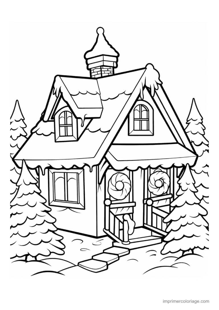 coloriage maison de noel 16 - dessin gratuit &agrave; imprimer