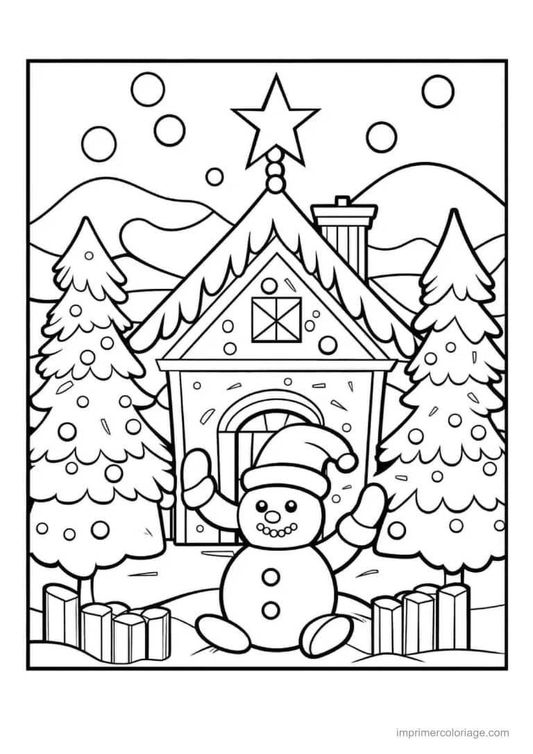 coloriage maison de noel 19 - dessin gratuit &agrave; imprimer