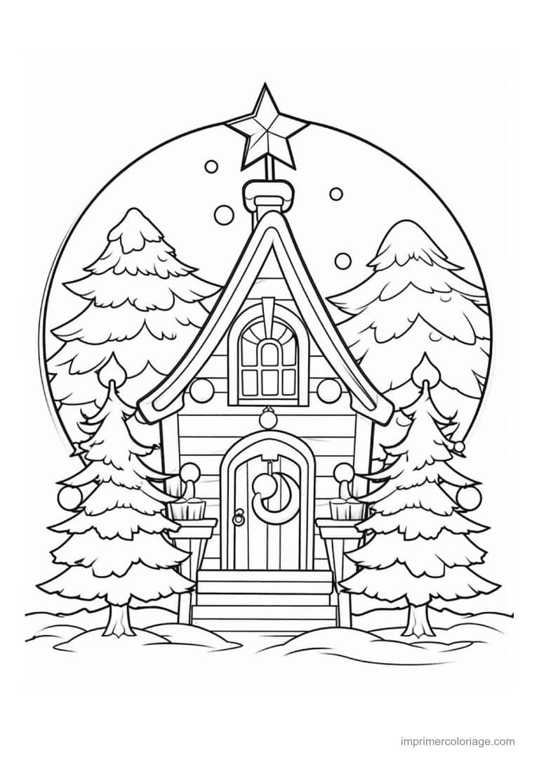 coloriage maison de noel 22 - dessin gratuit &agrave; imprimer