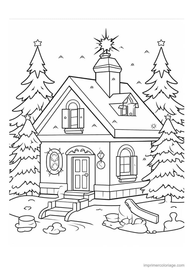 coloriage maison de noel 25 - dessin gratuit &agrave; imprimer