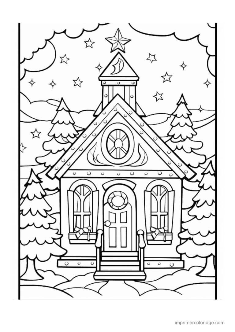 coloriage maison de noel 28 - dessin gratuit &agrave; imprimer