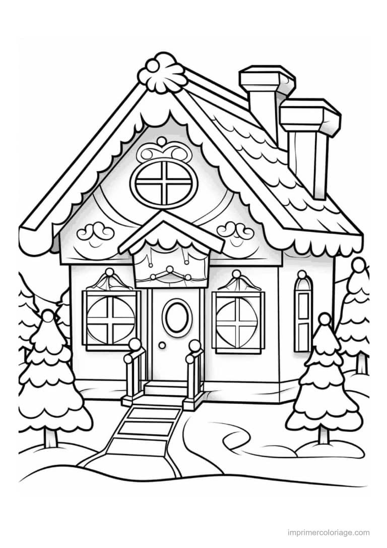 coloriage maison de noel 34 - dessin gratuit &agrave; imprimer