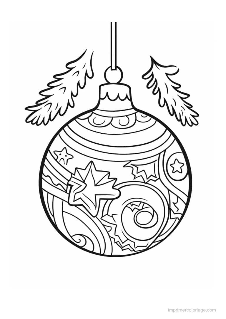 coloriage boule de noel 01 - dessin gratuit &agrave; imprimer