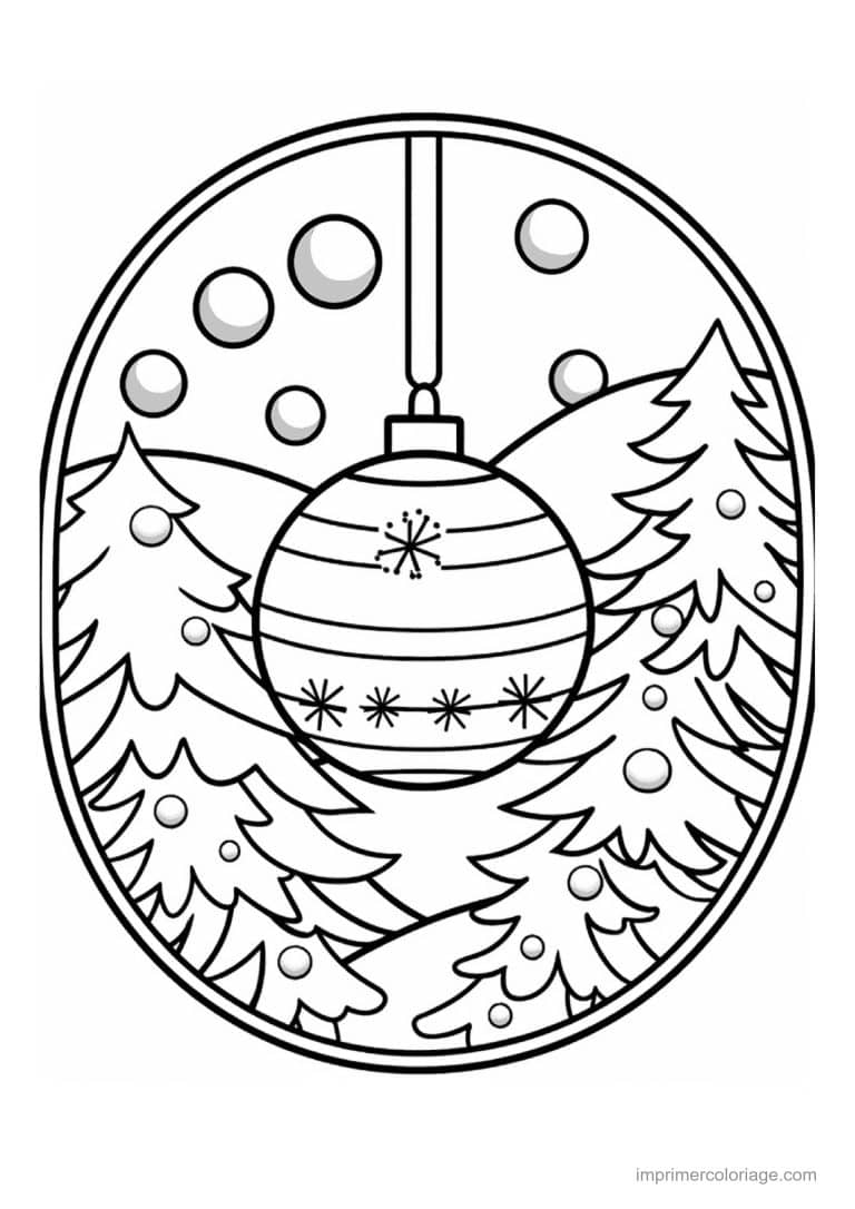 coloriage boule de noel 03 - dessin gratuit &agrave; imprimer