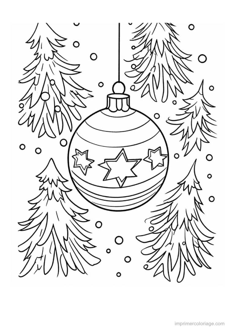 coloriage boule de noel 05 - dessin gratuit &agrave; imprimer