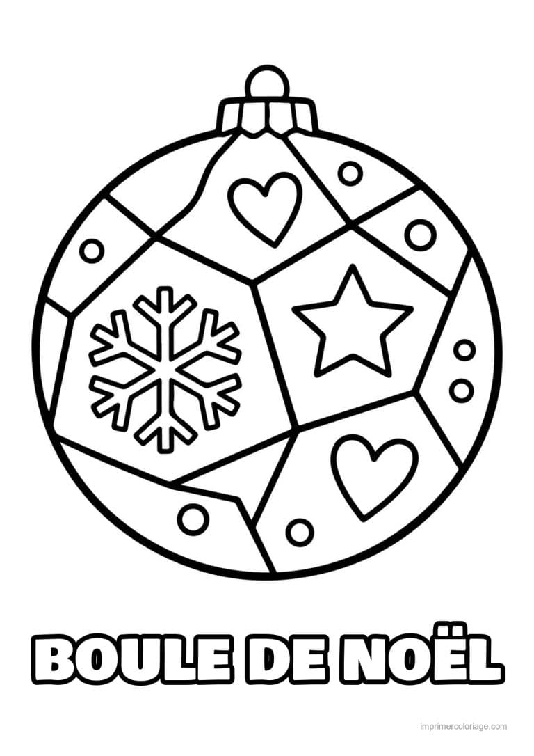 coloriage boules de noel boule noel coeurs etoile flocon - dessin gratuit &agrave; imprimer