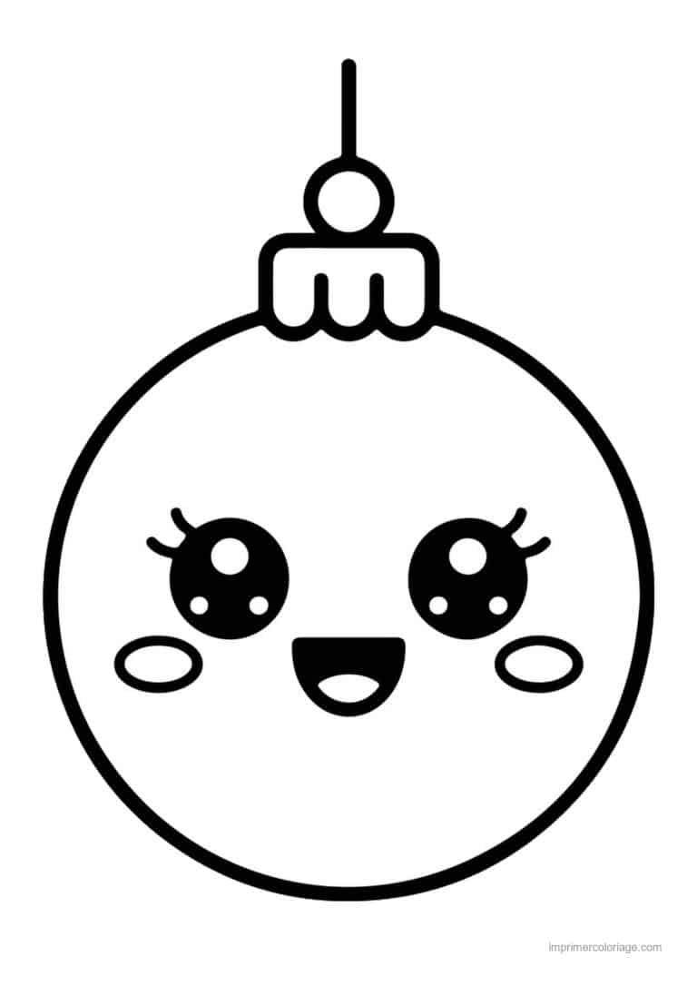coloriage boules de noel boule noel kawaii - dessin gratuit &agrave; imprimer