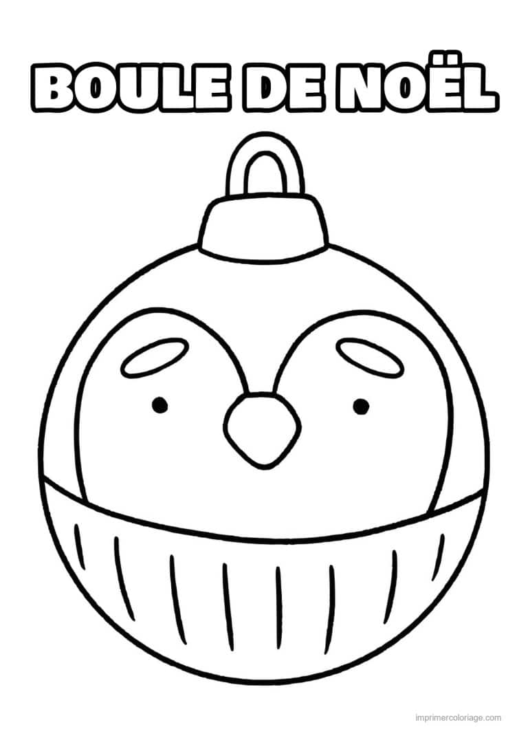 coloriage boules de noel boule noel visage pingouin - dessin gratuit &agrave; imprimer