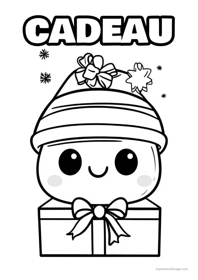 coloriage cadeau personnage bonnet cadeau - dessin gratuit &agrave; imprimer
