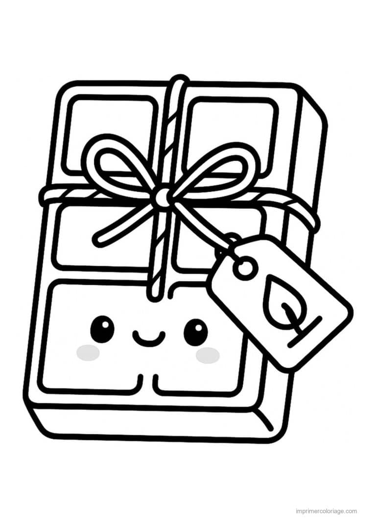 coloriage cadeau tablette cire emballee ficelle etiquette - dessin gratuit &agrave; imprimer