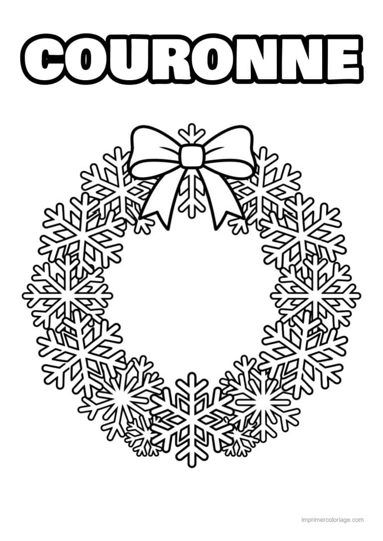 coloriage couronne noel couronne flocons noeud - dessin gratuit &agrave; imprimer