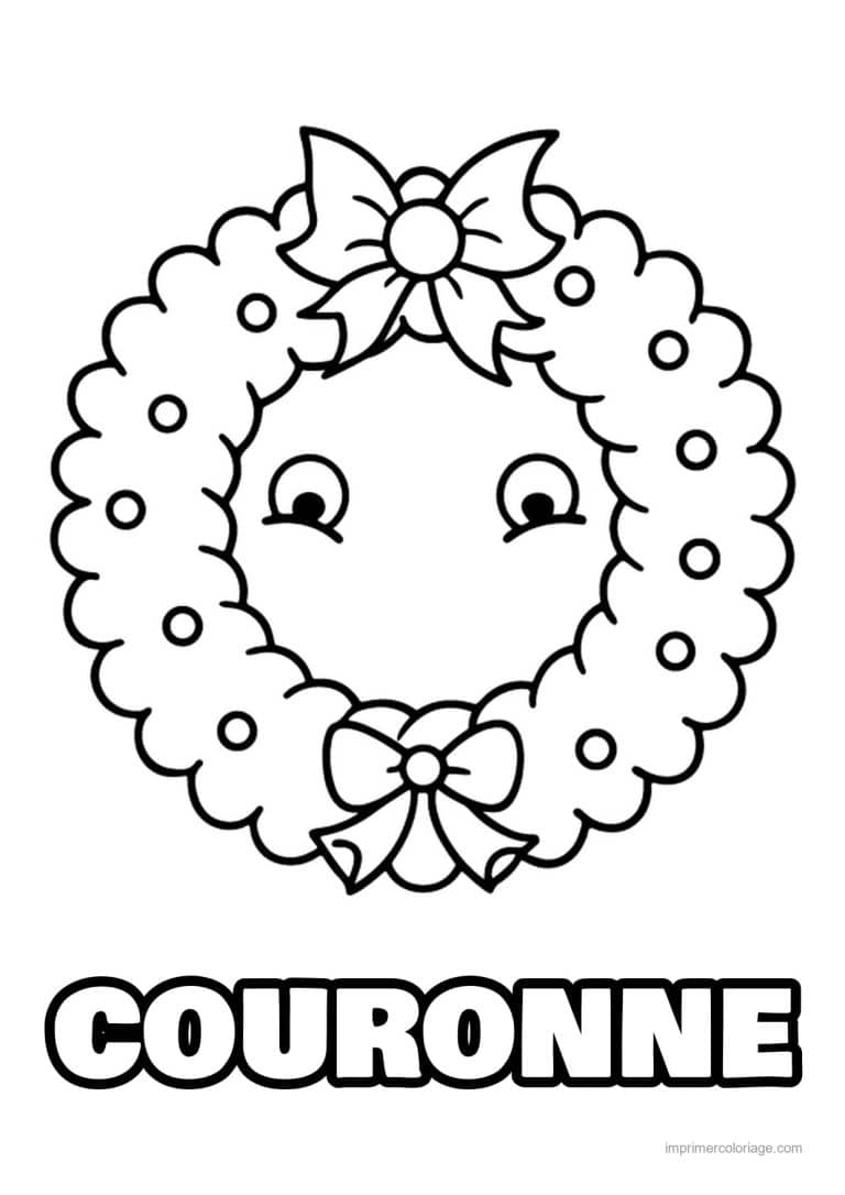coloriage couronne noel couronne noeuds yeux - dessin gratuit &agrave; imprimer