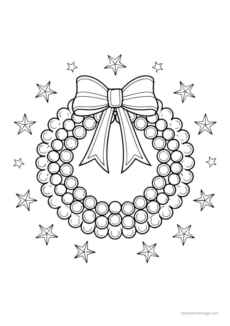coloriage couronne noel couronne perles noeud etoiles - dessin gratuit &agrave; imprimer