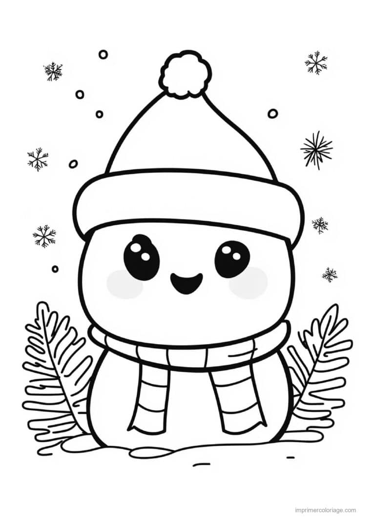 coloriage noel ce1 bonhomme neige bonnet branches - dessin gratuit &agrave; imprimer