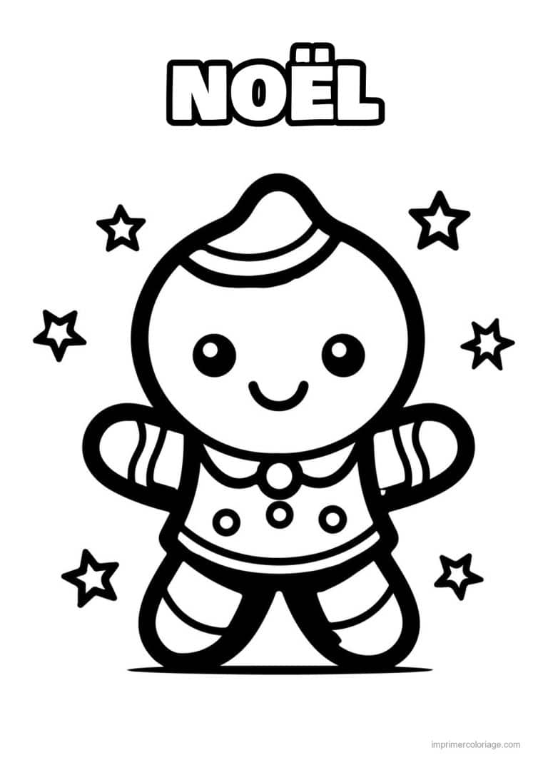 coloriage noel ce1 bonhomme pain epice etoiles - dessin gratuit &agrave; imprimer