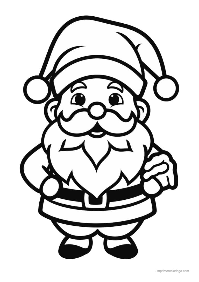 coloriage noel ce1 pere noel kawaii tenant sac - dessin gratuit &agrave; imprimer