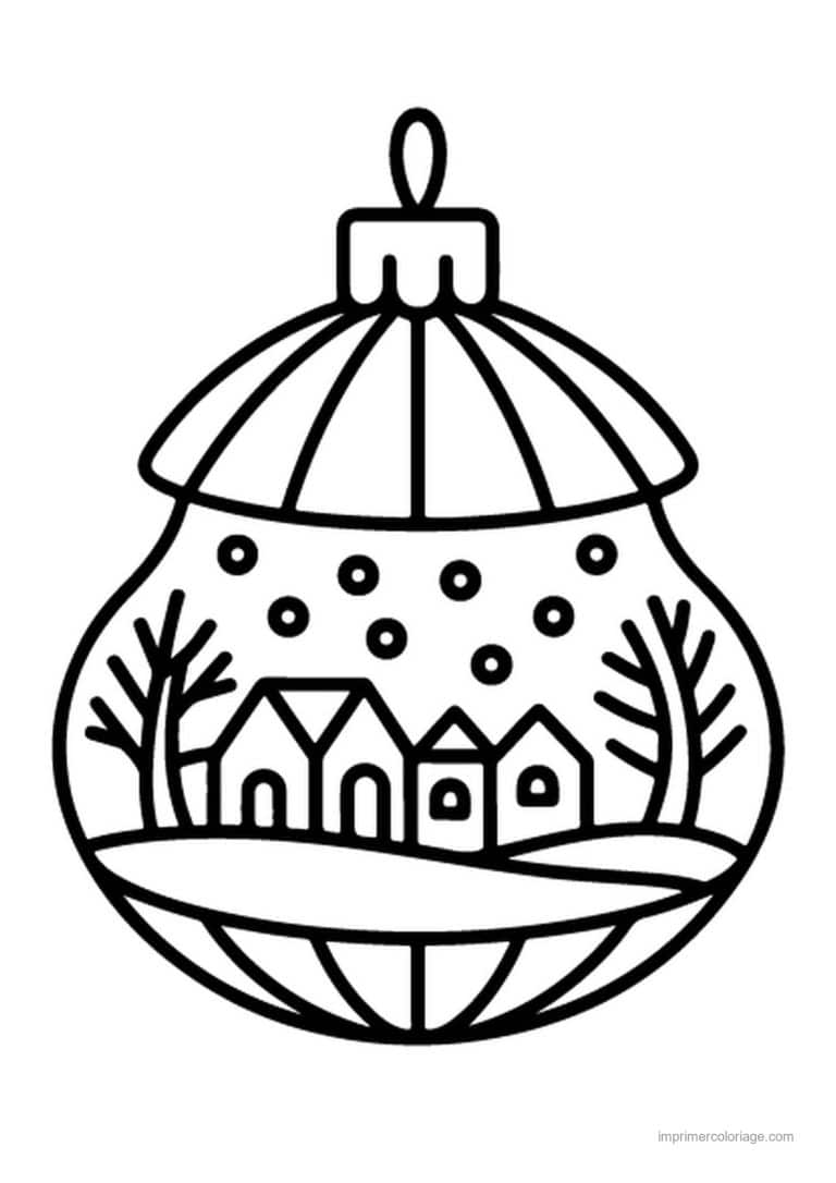 coloriage noel ce2 boule noel village enneige - dessin gratuit &agrave; imprimer