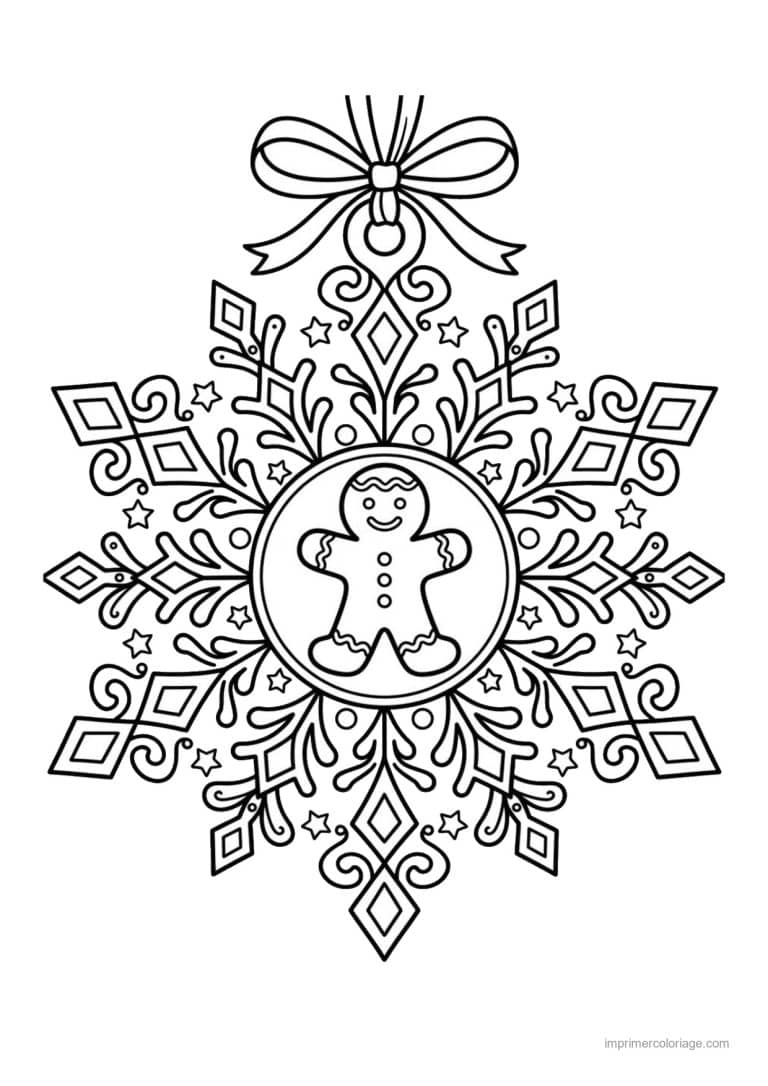 coloriage noel ce2 flocon ornement medaillon pain epice - dessin gratuit &agrave; imprimer