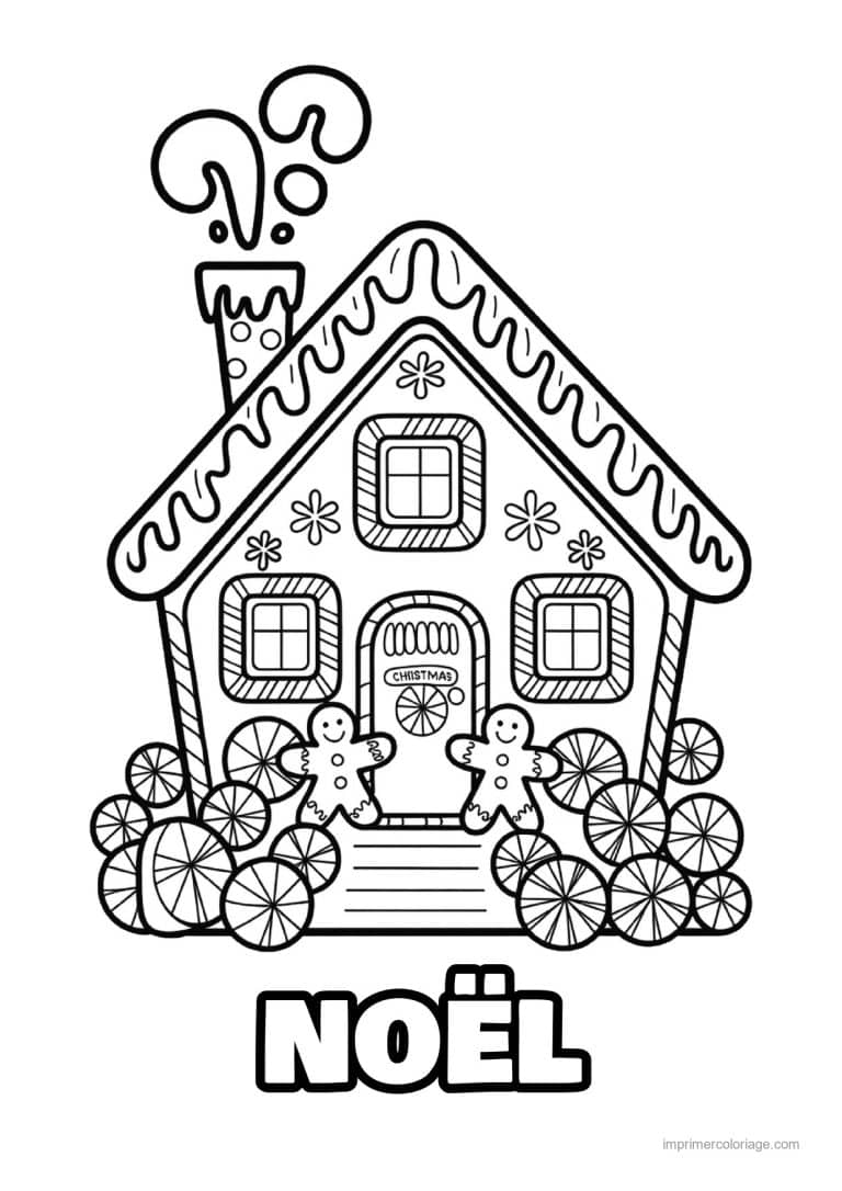 coloriage noel ce2 maison pain epice bonshommes bonbons - dessin gratuit &agrave; imprimer