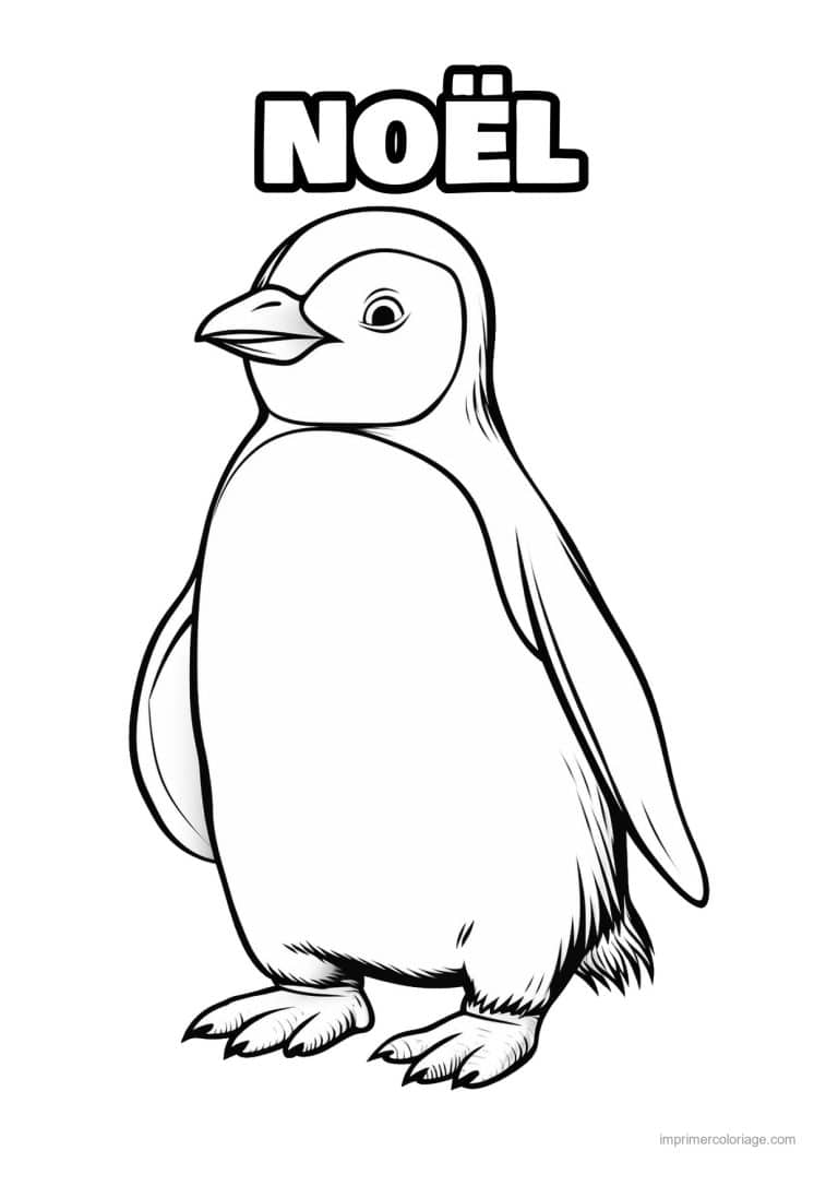 coloriage noel ce2 manchot profil - dessin gratuit &agrave; imprimer