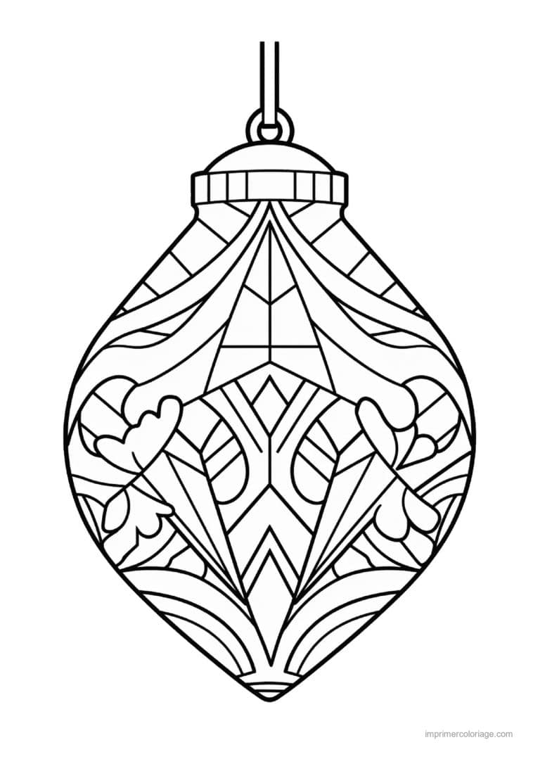 coloriage noel cm2 boule goutte suspendue vitrail - dessin gratuit &agrave; imprimer