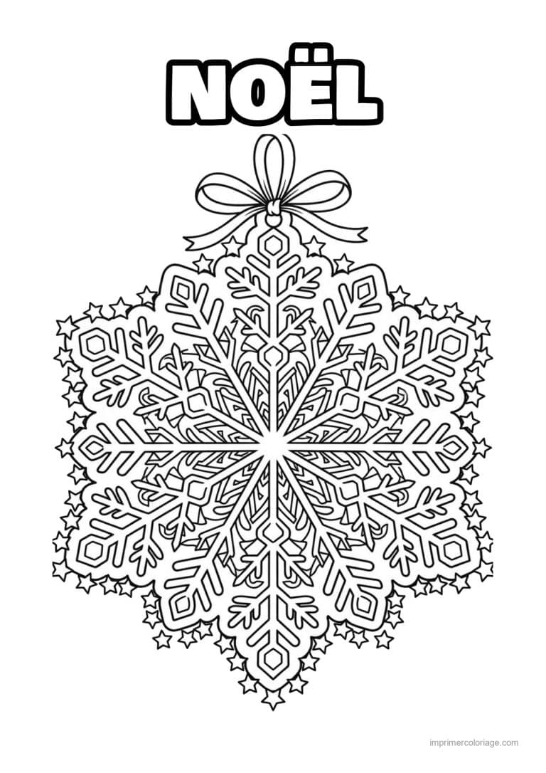coloriage noel cm2 grand flocon ornement noeud etoiles - dessin gratuit &agrave; imprimer