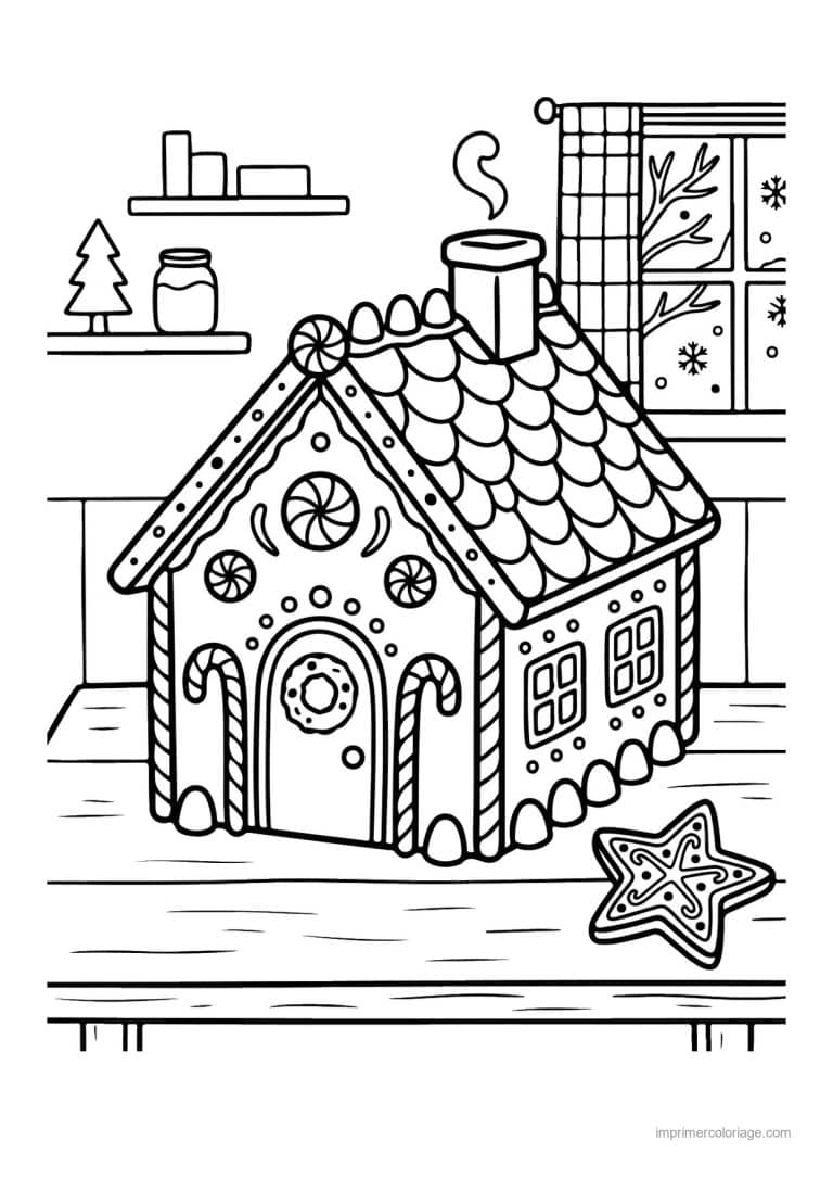 coloriage noel cm2 maison pain epice cuisine biscuit etoile - dessin gratuit &agrave; imprimer