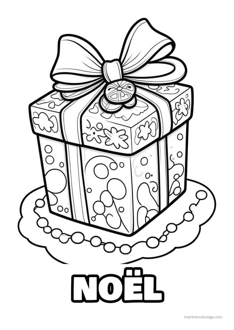 coloriage noel cm2 paquet cadeau motifs noeud - dessin gratuit &agrave; imprimer