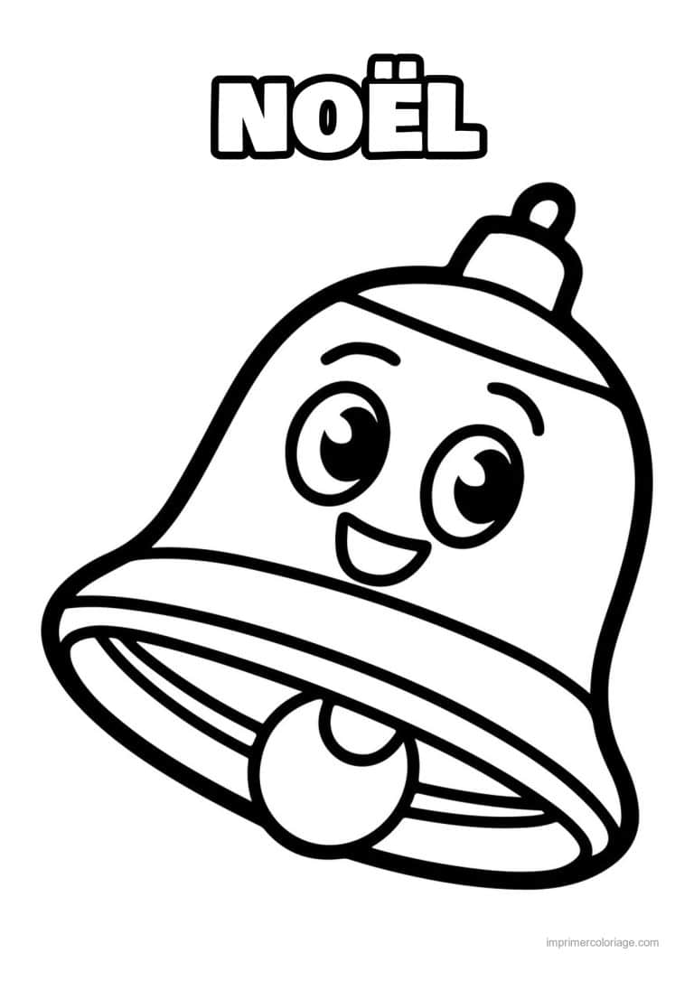 coloriage noel cp cloche souriante simple - dessin gratuit &agrave; imprimer