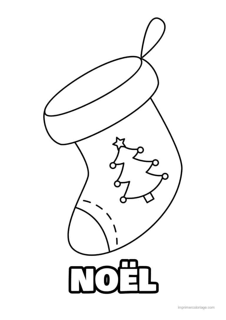 coloriage noel grande section chaussette petit sapin - dessin gratuit &agrave; imprimer