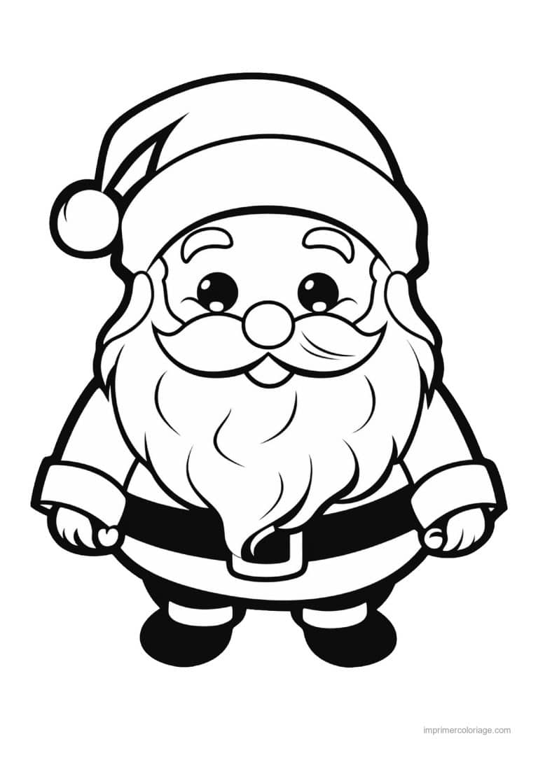 coloriage noel grande section pere noel kawaii grande barbe - dessin gratuit &agrave; imprimer