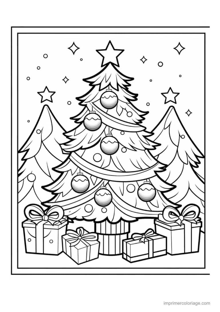 coloriage sapin de noel 05 - dessin gratuit &agrave; imprimer
