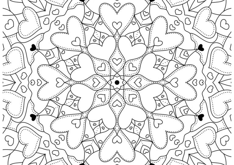Coloriage St Valentin Adulte &agrave; imprimer | Mandala Tr&egrave;s facile