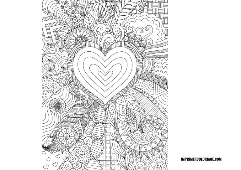 Coloriage St Valentin Adulte &agrave; imprimer difficile | Mandala