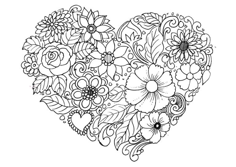 Coloriage St Valentin Adulte &agrave; imprimer | Mandala Niveau facile