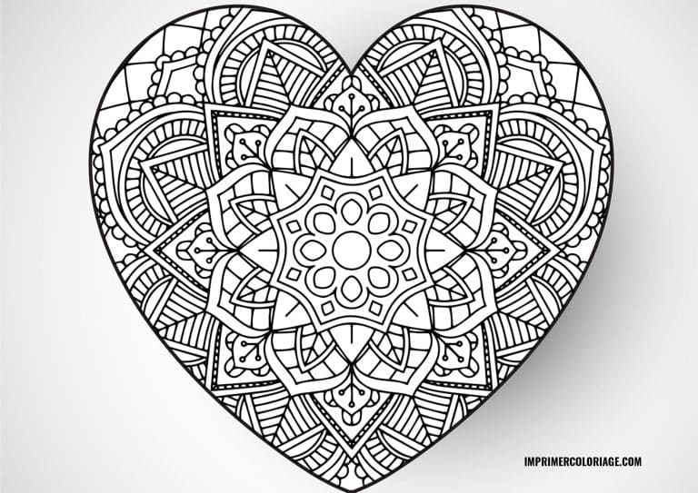 Coloriage St Valentin Adulte &agrave; imprimer | Mandala Facile