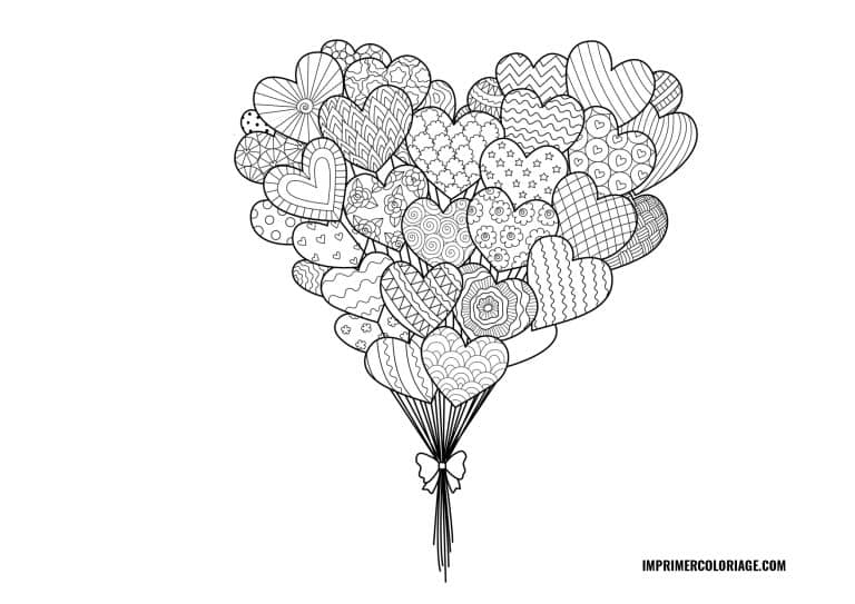 Coloriage St Valentin Adulte &agrave; imprimer Ballons | Mandala