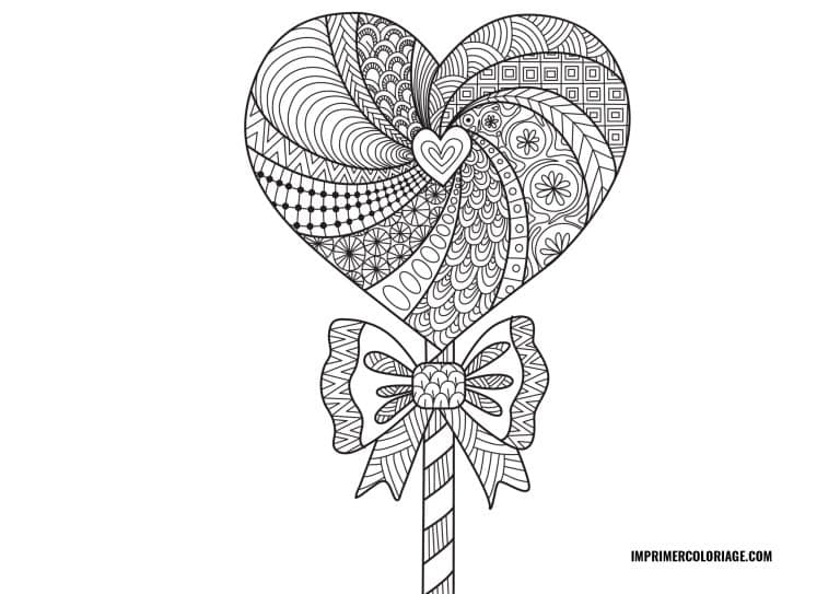 Coloriage St Valentin Adulte Sucette &agrave; imprimer | Mandala