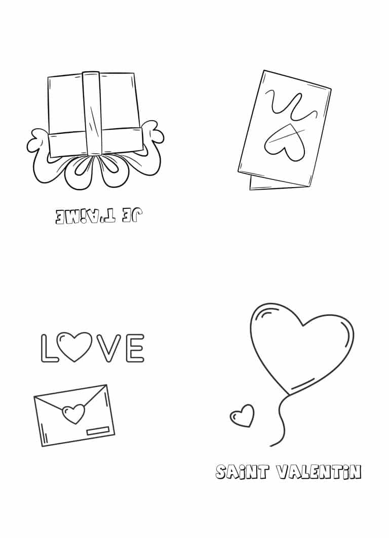 Carte de Saint valentin &agrave; imprimer et colorier 5